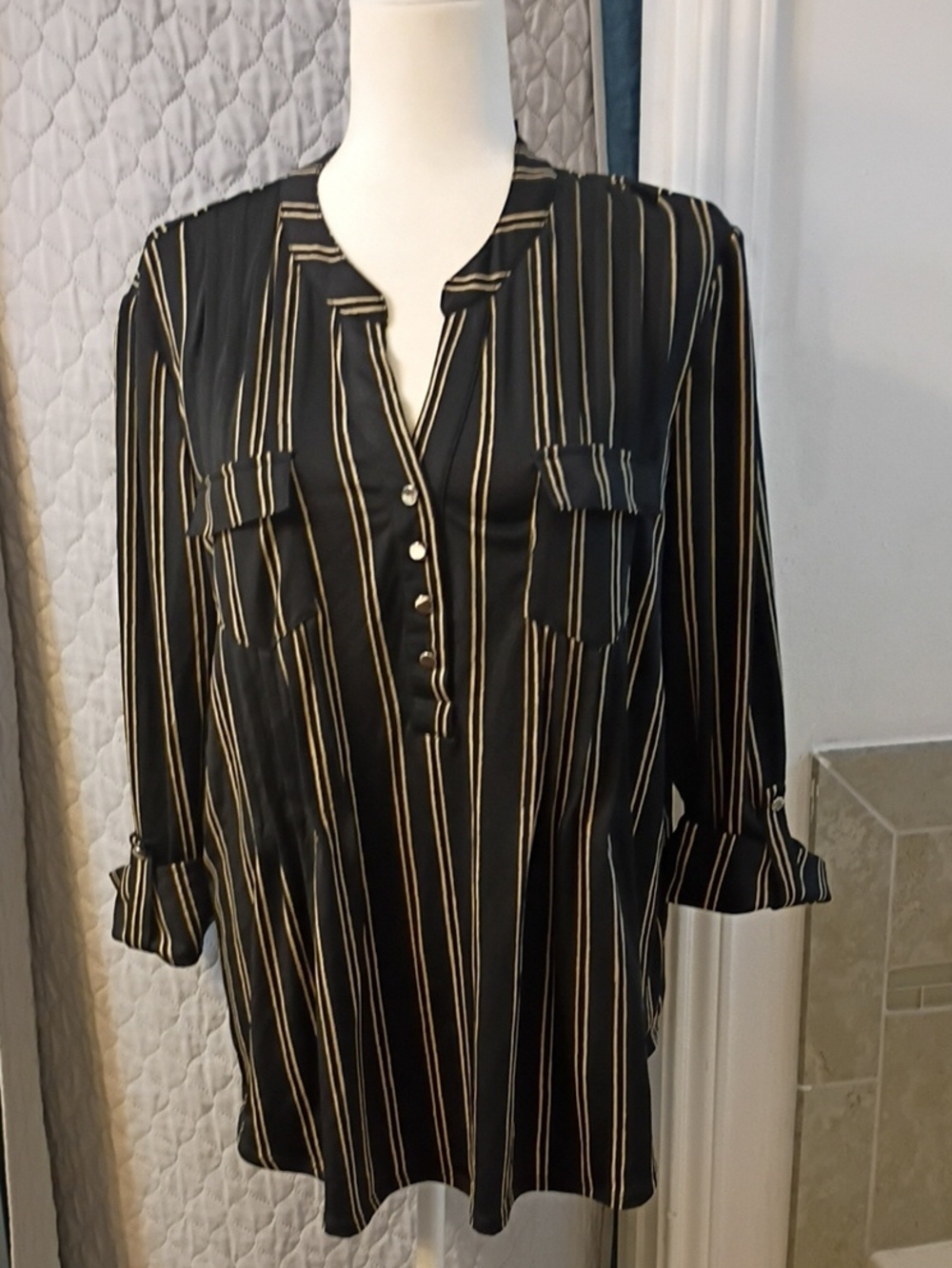 Cocomo Black Tunic with Gold Stripes